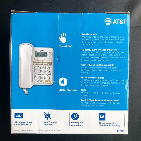 New AT&T CL2909 Corded Phone White Speakerphone Caller ID/Call Waiting - Picture 4 of 7